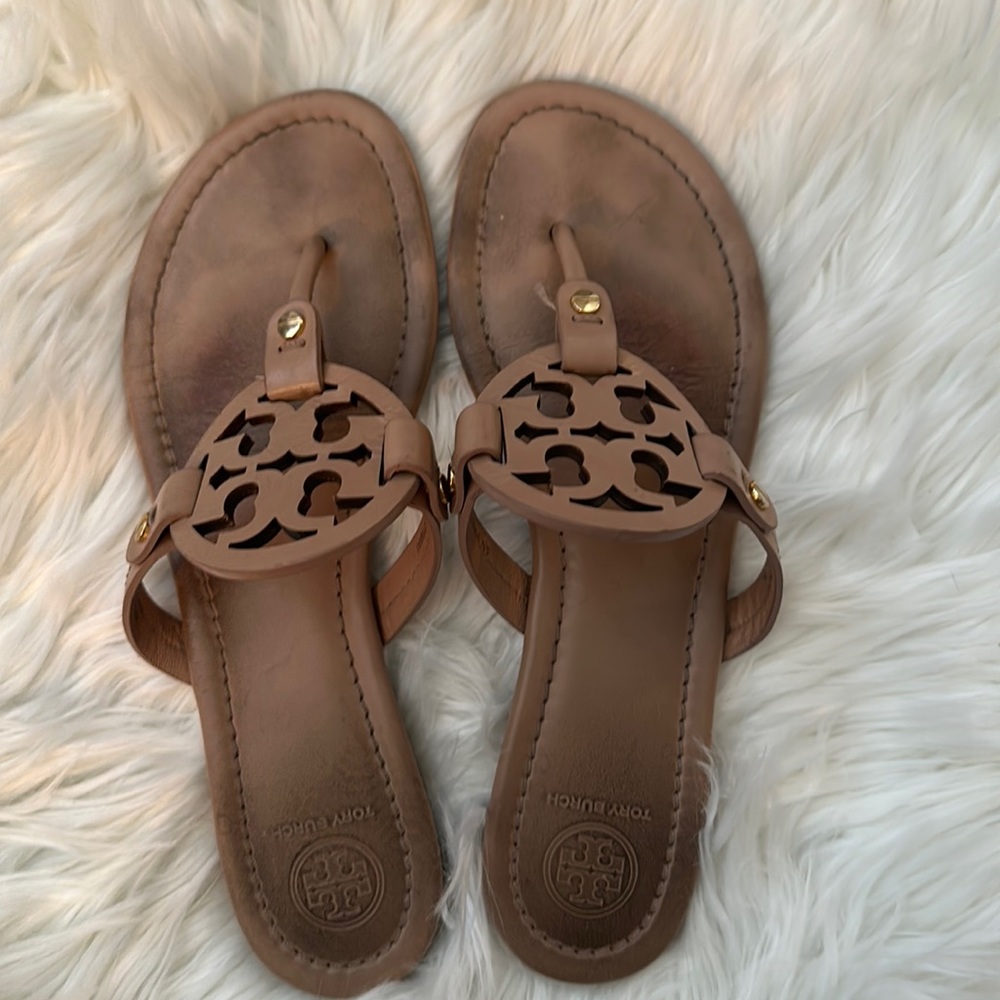 Tory Burch Miller Sandals Size 8 Nude/Makeup